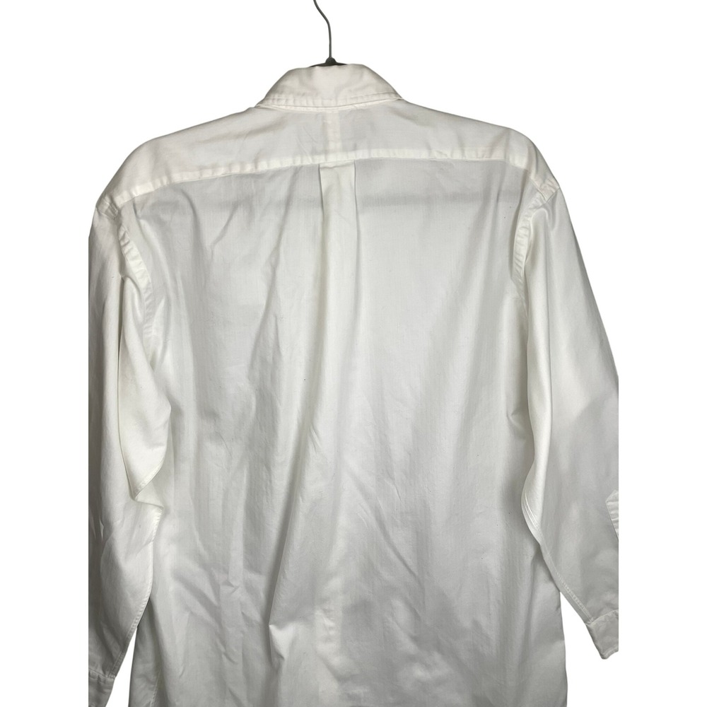 Vintage Ralph Lauren Yarmouth Mens 16 32/33 White Herringbone Button Down Shirt - Picture 6 of 16